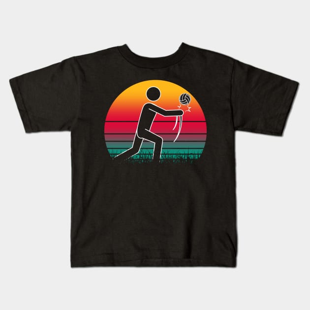 Travel back in time with beach volleyball - Retro Sunsets shirt featuring a player! Kids T-Shirt by Gomqes